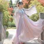 Hiina Tangi d&uuml;nastia stiilis Hanfu Fairy suures suuruses roosa naiste kleidikomplekt 2XL mitmev&auml;rviline