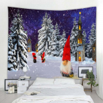 Christmas Snowflake Print Gobel&auml;&auml;n J&otilde;ulupuu Prindi Pol&uuml;ester Kodukaunistus Gobel&auml;&auml;n Seinakaunistus Taust Tapisserie de No&euml;l 100x75cm