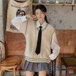 Pullover Kampsun Vest Kevadine ja s&uuml;gisene soolaosakond Fried Dough Twists V-kaelusega kootud naiste topid One Size hall v&auml;rv