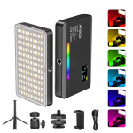 Andoer Y140 RGB LED-videovalgusti komplekt taskuvideokonverentsi valgustus CRI95+ 2500K-9000K h&auml;mardatav 26 LED Light Kit 1 must