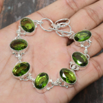 Peridot Gemstone Solid 925 Sterling Silver k&auml;sitsi valmistatud k&auml;ev&otilde;ru t&auml;nup&uuml;hadeks 7-8 Inches roheline