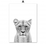 Must-valge loomaplakat Tiiger L&otilde;vi Kaelkirjak Gepard Elevant Hunt Sebra Lastetuba Seinakunstitr&uuml;kk L&otilde;uendimaaling Lastetoa sisustus A4 21X30cm No Framed