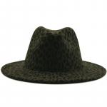 Laia &auml;&auml;rega armee roheline leopardpunane p&otilde;hjaga Fedora naiste villane vildist m&uuml;ts, naiste meeste pidu Trilby jazz kirikum&uuml;tsid, lapiline Panama m&uuml;ts 56-58CM Adjustable