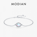 MODIAN 925 Sterling Silver Luksuslik Elegantne Ovaalne Looduslik Kuukivist Keti K&auml;ev&otilde;ru Naistele Romantilised Lihtsad Peened Ehted h&otilde;be