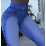 K&otilde;rge v&ouml;&ouml;kohaga s&auml;&auml;rised naistele Faux Denim teksad Stretch pliiatsp&uuml;ksid &otilde;hukesed spordijooga s&auml;&auml;rised XL