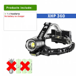 XHP360 v&otilde;imas LED-esilatern suure v&otilde;imsusega LED-esituli 18650 kalapea-latern C-t&uuml;&uuml;pi laadimine Without batteries must