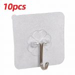 10 tk raskeveokite seinakinnituskonksud, stantsivabad ja kleepuvad seinale kinnitatavad, sobivad ideaalselt k&ouml;&ouml;gi ja vannitoa korraldusse, l&auml;bipaistvad kandvad konksud valge