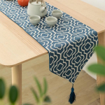 Lauajooksja Jacquard Tuttidega voodijooksja Pulmapidu Kodu Kitsad diivanilauajooksjad Moodsad s&ouml;&ouml;gilaua kaunistamiseks 32x220cm tumesinine v&auml;rv
