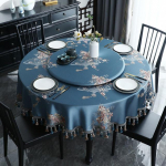 Luksuslik traditsiooniline &uuml;mmargune laudlina lauakate S&ouml;&ouml;gikohv Pehme Jacquard Lilled Tutid Kodukaunistus Sinine Turntable-70cm