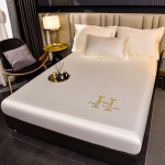 Uus tikandite tr&uuml;kkimine jahedalt sobitatud leht Four Seasons universaalne sobitatud leht &ndash; pestud j&auml;&auml;siidiga sobitatud leht koduhotelli jaoks 180x200cm valge