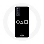 Vivo Y72 &uuml;mbris Squid Game logo s&uuml;mbolid ring ruut kolmnurk Must taust