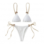 2 tk/komplekt, &uuml;hev&auml;rviline bikiinikomplekt, spagetirihmaga r&otilde;ngas, klassikaline naiste ujumistrikoo S kollane