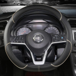 for Nissan Versa Sedan C11 N17 E12 Car Steering Wheel Cover Non-slip PU Leather Auto Accessories Fast Shipping O shape White gray
