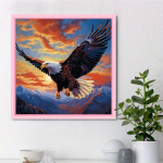 DIY Teemantmaaling Soaring Eagle Crosstitch Kit Mosaic Art Teemantmaaling T&auml;isringi/ruudukujulise teemantv&auml;rviga kodukaunistus Round 25x25cm