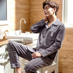 Kevad-s&uuml;gis uus meeste vaba aja puuvillane pidžaama pikkade varrukatega kampsun komplekt suures suuruses vaba aja kodukandmiseks M must