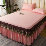 Luksuslik &uuml;hev&auml;rviline pitsist voodiseelik, kolmeosaline Princess Style Smooth voodikattega madrats, libisemisvastane kaitsev voodikate 3 pcs 120x200cm