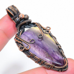 Natural Fluorite Gemstone Handmade Copper Wire Wrap Gift Pendant 2.60 v2z60