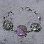 Natural Purpurite, Chalcedony Gemstone 925 Sterling Silver Bracelet 7-8 u7r00