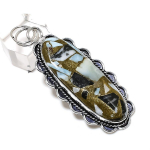 Natural Zebra Jasper Gemstone Handmade 925 Sterling Silver Pendant 2.68 n1z86