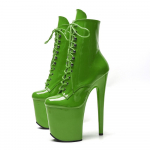 20cm Naiste Patendinahast Madalad Saapad Seksikad K&otilde;rge Kontsaga Stilettosaapad &Uuml;mara Ninaga Saapad Pooltantsu Kingad Pluss Suurus 43 roheline