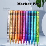 S&auml;ra Kunstimarkerid 12tk Glitter Metallik Akr&uuml;&uuml;lv&auml;rvi Markerid Super Kuldne Scrapbooking Tarvikute jaoks Kivi Keraamika Klaas Puit Kangas 0.7MM