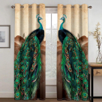 3D digitaalne printimine Kohandatud vintage paabulind lille Mordeni luksusliku magamistoa paksude aknakardinatega elutuppa 2 paneeli W110xH240(CM)x2PCS-Rod pocket