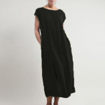 Naiste suvine vabaaja &uuml;hev&auml;rviline varrukateta O-kaelusega puuvillane linane kleit. One size must