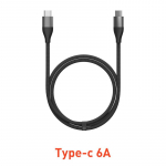 Xiaomi 6A Type-C kuni Type-C nailonist punutud laadimiskaabel telefonid padjakaabel 6A Black