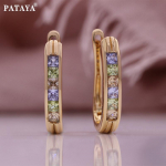 PATAYA Roosa kulla v&auml;rvi inkrusteeritud v&auml;rvilised v&auml;rvilised tsirkoon U stiilis k&otilde;rvar&otilde;ngad