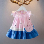 Suvekleit T&uuml;drukutele V&auml;rviplokk Seelik Lasteriided Laste Printsessi Kleit 90 kollane