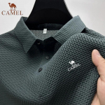 Tipptasemel tikitud CAMEL Ice Silk elastne polos&auml;rk Uus suvine T-s&auml;rk Moodne hingav &auml;ri l&uuml;hikeste varrukatega luksuslik top L