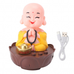 &Otilde;nneliku Buddha kuju muusikaga USB laadimine reguleeritav helitugevus koomiks naerev Buddha kujuke Yellow