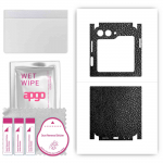 apgo Protective Skin Sticker for the back+sides compatible with Samsung Galaxy Z Flip5 Retro, Full Wrap Film, Foil, Vinyl - Pattern Black Leather