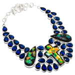 Natural Ammolite, Topaz Gemstone 925 Sterling Silver Jewelry Necklace 18 f2m37