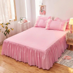 1 tk &Uuml;hev&auml;rviline v&auml;rvitud voodiseelik elastikuga Roheline &Uuml;hev&auml;rviline &Uuml;heinimesevoodi/Queen-suurus/King-suurus Voodilina Volangidega(Padjap&uuml;&uuml;r vajab tellimist) only 2 pillowcase