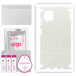 apgo Protective Skin Sticker for the back+sides compatible with Samsung Galaxy A12, Full Wrap Film, Foil, Vinyl - Pattern White Fabric