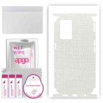 apgo Protective Skin Sticker for the back+sides compatible with Oppo K9 5G, Full Wrap Film, Foil, Vinyl - Pattern White Fabric