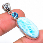 Natural Republic Larimar, Sinine Topaas 925 Prooviga Sterling H&otilde;bedast Ripats 1.81 r6s42