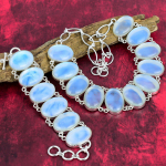 M&uuml;stiline Opaal V&auml;&auml;riskivi K&auml;sitsi valmistatud K&auml;ev&otilde;ru ja Kaelakee, 925 Sterlingh&otilde;be Reguleeritava Keti Ehtekomplekt, &Otilde;rn Opaal T&auml;nup&uuml;ha Kingituseks Adjustable With 8"-18" valge