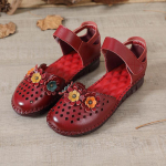 Johnature Etniline stiil lillega ehtsast nahast sandaalid &uuml;mara ninaga &otilde;&otilde;nes hingavad mitmek&uuml;lgsed naiste kingad 40