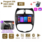 2 DIN Androidi autoraadio PEUGEOT 206 206CC 206SW jaoks 2000-2008 Auto multimeediumipleier WIFI GPS Autoraadio Carplay Navi 1+32GB B