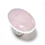 Rose Quartz Gemstone Handmade 925 Sterling Silver Jewelry Ring Size 8 n1h29