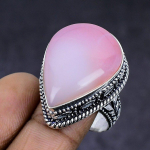 Pink Opal Gemstone handmade 925 Sterling Silver gift Jewelry Ring Size 9 B1O37
