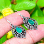 Green Onyx Gemstone Handmade 925 Sterling Silver Jewelry Earring 1.62 y2i33