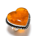 Amber Gemstone Handmade 925 Sterling Silver Gift Jewelry Ring Size 10 v7j61