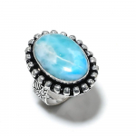 Republic Larimar Gemstone Handmade 925 Sterling Silver Jewelry Ring Size 9 s7t20