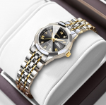 K&otilde;rgekvaliteediline moekas naiste teemantidega kaunistatud topeltkalendriga 30M veekindel helendav kell t&auml;ielikult massiivsest roostevabast terasest libliklukuga kell sinine