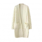 Naiste kudumine kardigan pikkade varrukatega, soonikuga, avatud esiosa kampsun, taskutega, keerduva tekstuuriga keskmise pikkusega veinipunane v&auml;rv