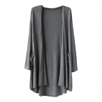 Kevads&uuml;gisene naiste mantel lahtine keskmise pikkusega puhast v&auml;rvi pikad varrukad &otilde;hukesed taskutega lahtise &otilde;mblusega igap&auml;evaseks kandmiseks s&otilde;itmiseks m&otilde;eldud kardigan helehall v&auml;rv