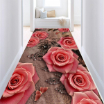 3D stereoskoopiline lille- ja rohukoridor pikk vaip kerge luksus esiku vaip libisemiskindel jooksvaip pastoraalne tee trepimatt W80*H300CM